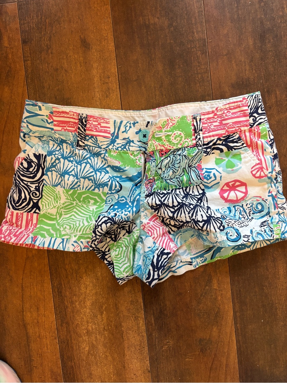 Lilly Pulitzer Multicolor Patchwork Shorts — Pink & Green Accents